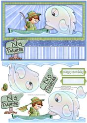 No Fishing Humorous Male Decoupage
