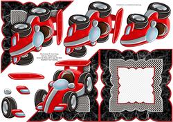 Racing Car All in One Over the Edge Card