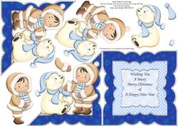 Eskimo & Polar Bear All in One Over the Edge Christmas Card