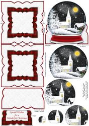Winter Church Snow Globe Mini Easel Card