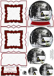 Winter Cottage Snow Globe Mini Easel Card