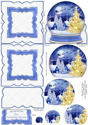 Blue Winter Snow Globe Christmas Mini Easel Card