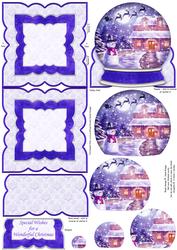 Purple Winter Snow Globe Mini Easel Card & Pyramage