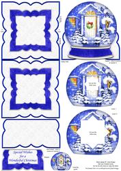 Christmas Door Inverted Snow Globe Easel Card