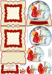 Santa in the Woods Snow Globe Christmas Mini Easel Card