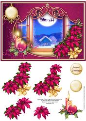 Poinsettia Framed Christmas Eve Topper & Decoupage