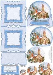 Robin & Church Snow Globe Mini Easel Card