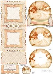 Golden Christmas Snow Globe Easel Card