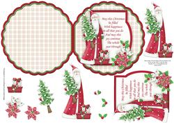 Traditional Santa Scallop Shape Card & Decoupage