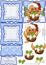 Christmas Robin & Pudding Easel Card
