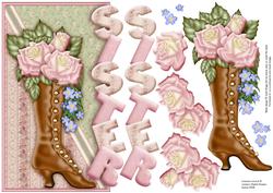 Vintage Roses in Boot Sister Over the Edge
