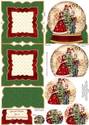 Vintage Christmas Carollers Snow Globe Mini Easel Card