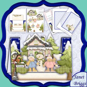 Winter Scene Mountain Stepper Card Kit