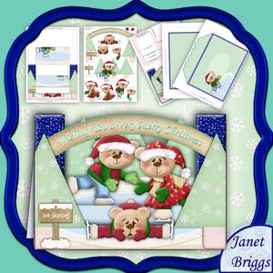 Skating Bears Christmas Mountain Stepper Card Kit