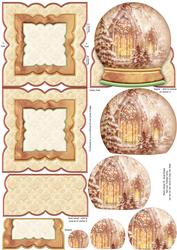 Winter Church Christmas Snow Globe Easel Card