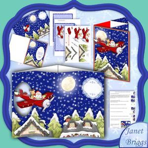 Santa in Flight Passing Through Aperture Card Kit