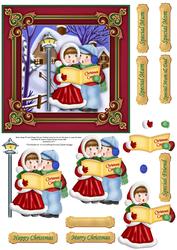 Vintage Children Carollers Christmas Decoupage