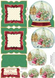 Decorating the Tree Christmas Snow Globe Easel Card