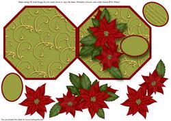 Poinsettia Hexagon Shaped Card