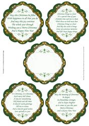 Christmas Verses Toppers or Inserts Green