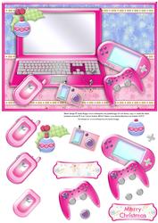 Christmas Pink Games & Gadgets Decoupage Teenager