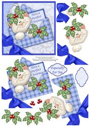 Christmas Kitten in Envelope Decoupage