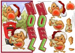 Christmas Robins Over the Side Noel