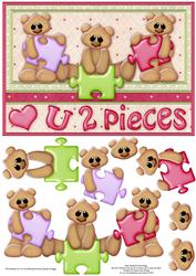 Love You 2 Pieces Card Front & Decoupage