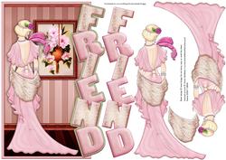 Art Deco Lady in Pink Over the Edge Friend