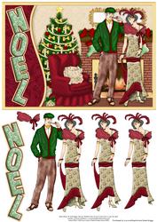 Vintage Christmas Couple by Fire Decoupage