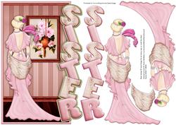 Art Deco Lady in Pink Over the Edge Sister