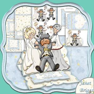 Wedding Bride & Groom Over the Edge Easel Card Kit