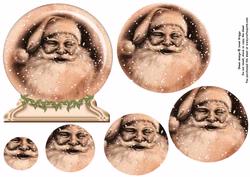 Sepia Santa Snow Globe Pyramid