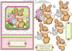 Bunny & Busy Lizzies Topper and Decoupage
