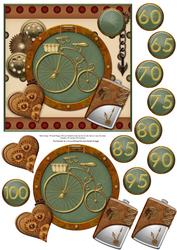 Penny Farthing Cycling Card, Decoupage, Ages