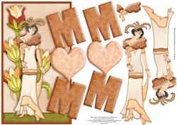 Art Deco Lady & Flowers Over the Side Mum