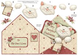 Purrfect Valentine Envelope Peeper Shape Card & Decoupage