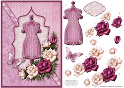 Mannequin and Roses in Wine with Decoupage