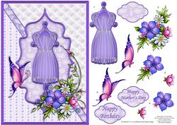 Mannequin and Roses in Lilac with Decoupage