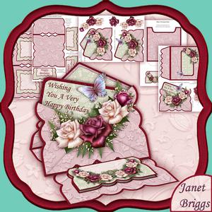 Antique Roses 3D Envelope Easel Card Kit
