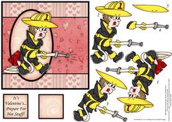 Fireman Hot Stuff Valentine or Birthday Decoupage