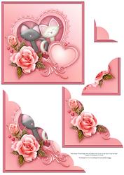 Purrfect Love Cats & Roses Scallop Corner Stacker