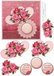 Roses, Hearts & Lace Card Front & Decoupage