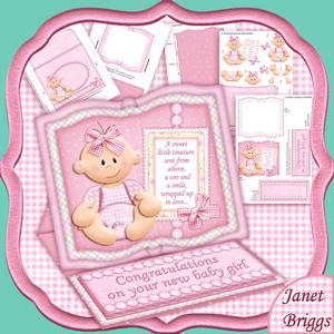 Baby Girl Book Easel Card Kit