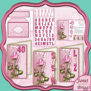Pink Rose Over the Side Word Kit
