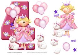 Age 4 Princess Shape Card Sheet 2 of 2