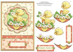 Easter Chick & Daisies Topper & Decoupage
