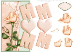 Mum & Peach Rose Over the Side Card