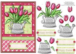 Tulips in Watering Can Topper & Decoupage