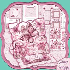 Butterfly & Flowers Dusky Pink Easel Card Kit